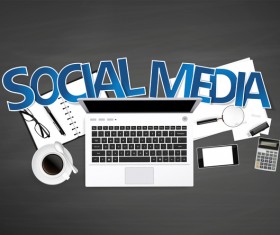 Social media with workplace template vector 01