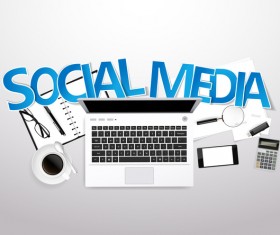 Social media with workplace template vector 02
