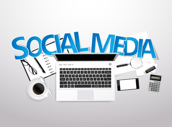 Social media with workplace template vector 02