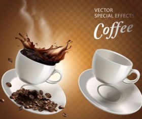 Special effects coffee poster template vector 02