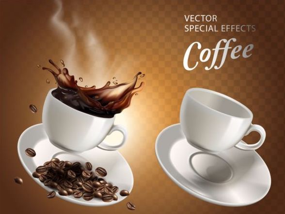 Special effects coffee poster template vector 02