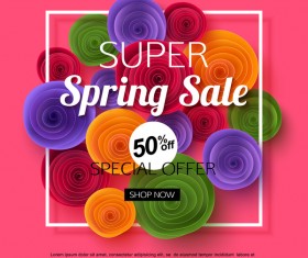 Spring flower with sale special offer background vector 01