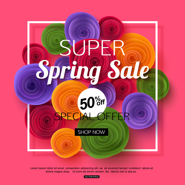Spring flower with sale special offer background vector 01