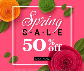 Spring flower with sale special offer background vector 02