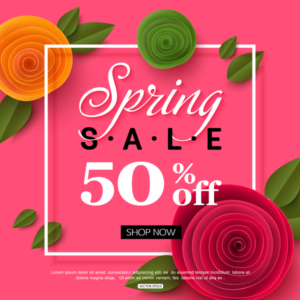 Spring flower with sale special offer background vector 02