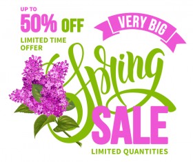 Spring sale background with lilac vector 02