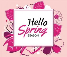 Spring season cards with flower vector 01