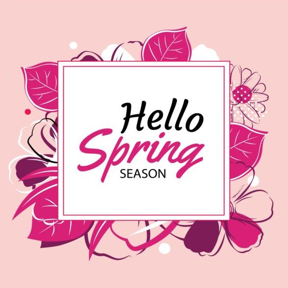 Spring season cards with flower vector 01