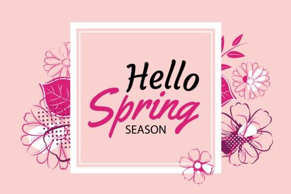 Spring season cards with flower vector 02