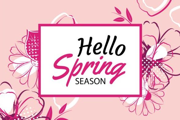 Spring season cards with flower vector 03