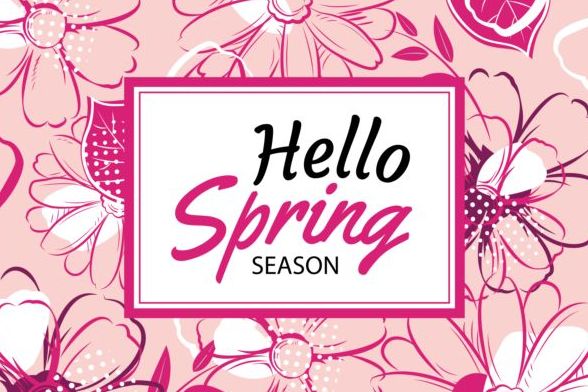 Spring season cards with flower vector 04