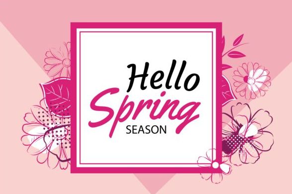 Spring season cards with flower vector 05