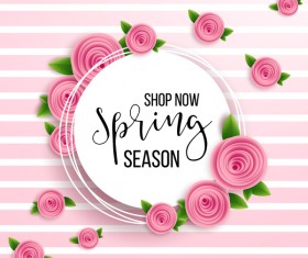 Spring seasonal sale label with background vector 01