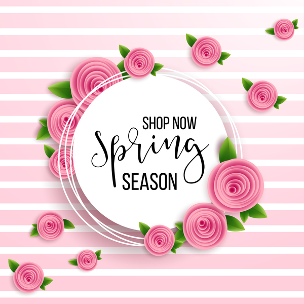 Spring seasonal sale label with background vector 01