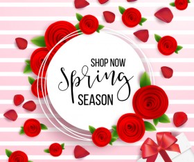 Spring seasonal sale label with background vector 02