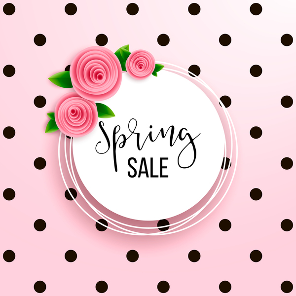 Spring seasonal sale label with background vector 03