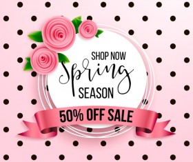 Spring seasonal sale label with background vector 04