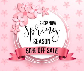 Spring seasonal sale label with background vector 05