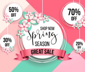 Spring seasonal sale label with background vector 07
