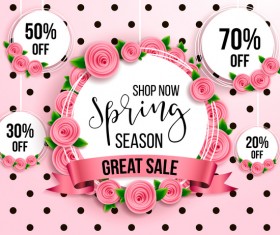 Spring seasonal sale label with background vector 08
