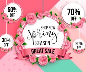 Spring seasonal sale label with background vector 10