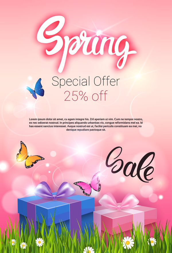 Spring special offer sale template vector 01
