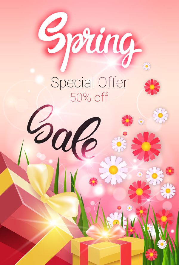 Spring special offer sale template vector 02