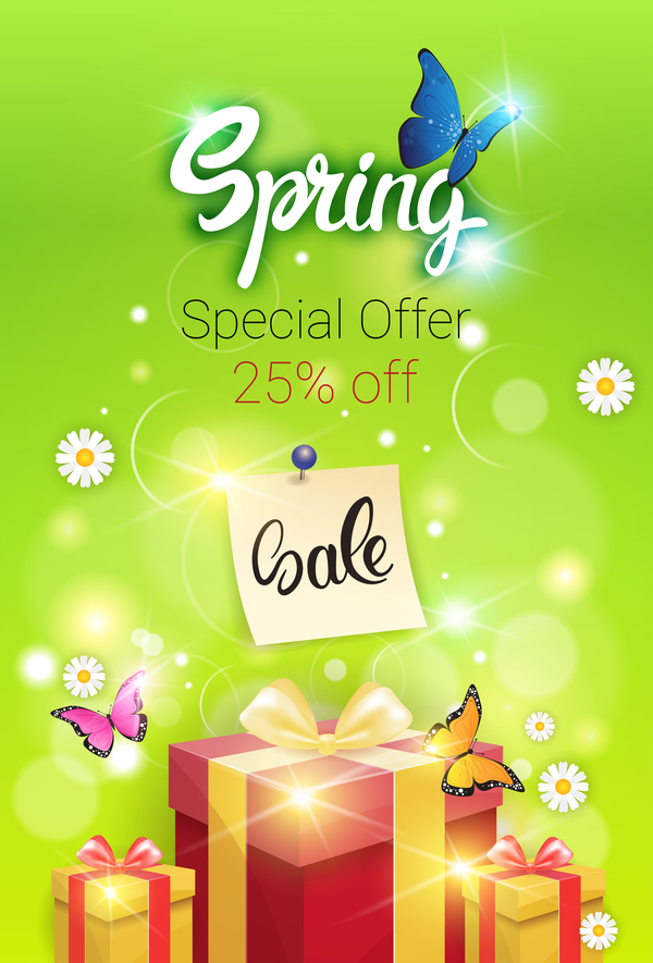 Spring special offer sale template vector 04