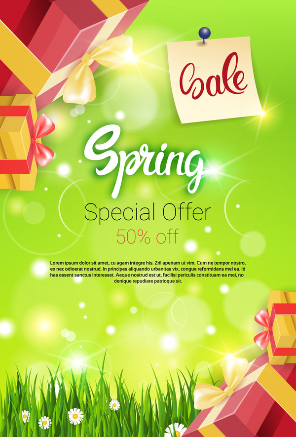 Spring special offer sale template vector 05