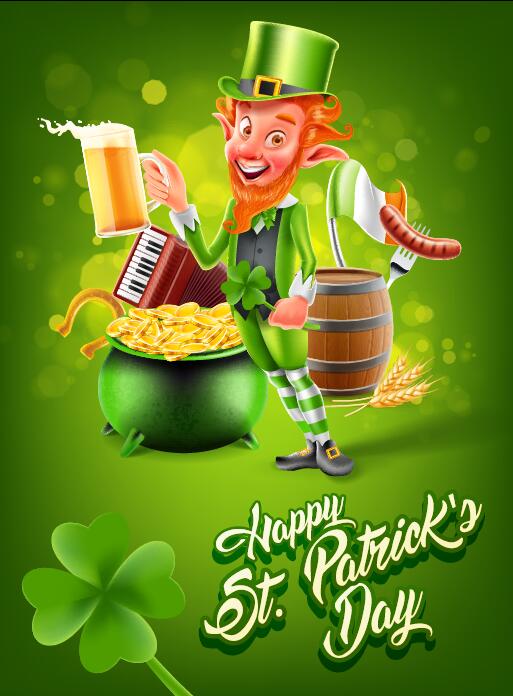 St.Patricks Day poster template vector 02