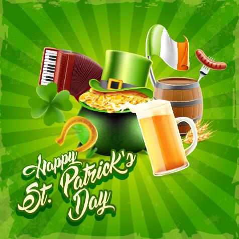 St.Patricks Day poster template vector 03