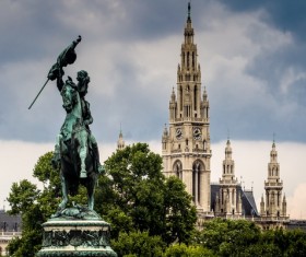Statue of Heroes Square in Vienna Stock Photo