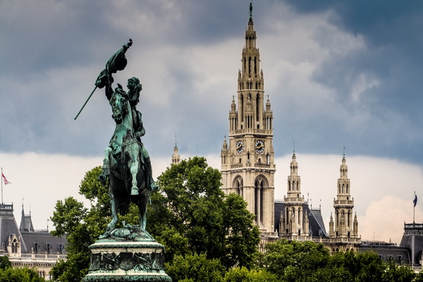 Statue of Heroes Square in Vienna Stock Photo