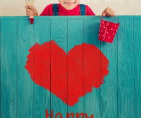 Stock Photo Children board heart-shaped painting 02