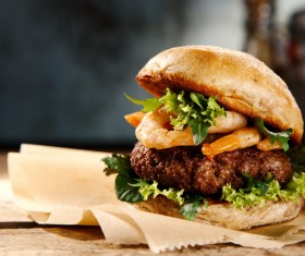 Stock Photo Delicious shrimp burger