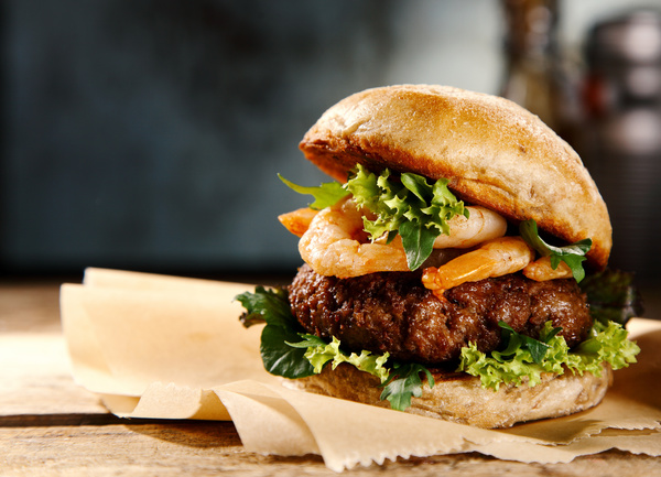 Stock Photo Delicious shrimp burger