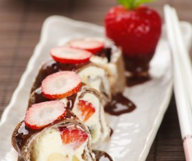 Strawberry cake rolls Stock Photo