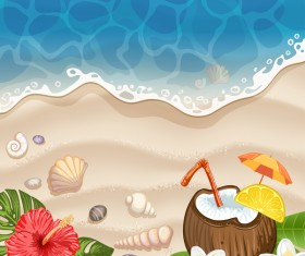 Summer beach with sea and travel background vector 01
