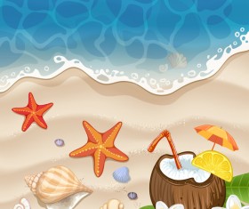 Summer beach with sea and travel background vector 02