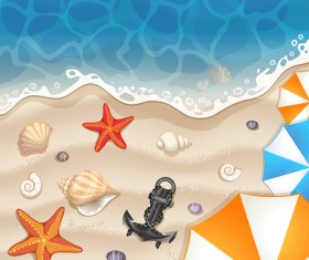 Summer beach with sea and travel background vector 03