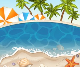 Summer beach with sea background and coconut trees vector 05