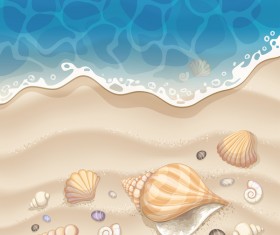 Summer beach with sea background and coconut trees vector 08