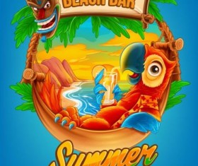 Summer vacation beach bar background vector 02