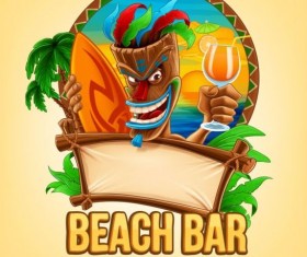 Summer vacation beach bar background vector 03