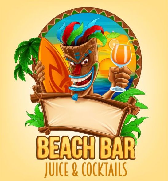 Summer vacation beach bar background vector 03