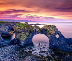 Sunset under the beach Stock Photo