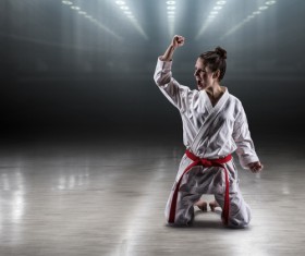 Taekwondo athlete cheering Stock Photo