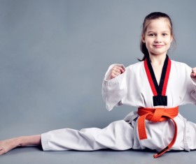 Taekwondo little girl Stock Photo