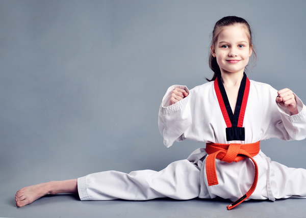Taekwondo little girl Stock Photo