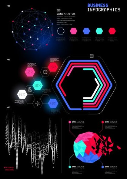 Technical element with business infographic template vector 03